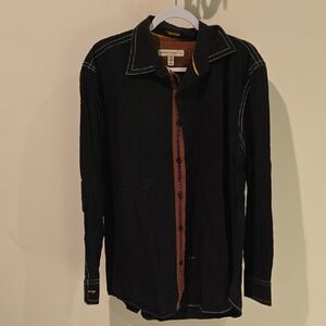 Pronto Uomo Black and Brown Casual Button-Down Shirt